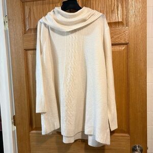 Jason Maxwell Women's Cowl Neck Sweater White Size 3X 3XL Cable Knit Accent